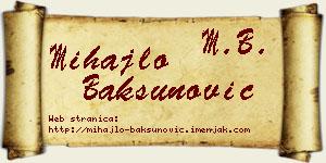 Mihajlo Bakšunović vizit kartica